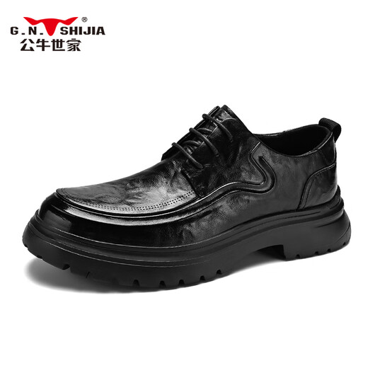 Bull family men's shoes 2025 autumn and winter new British style business casual leather shoes large toe heightening formal shoes men's wedding shoes