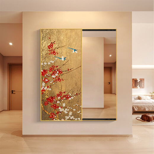 Soxw Spiegel in voller Länge versteckter Dressing Spiegel Push and Pull-Kontaktspiegelanpassungsspiegel mittelalterlicher Stil Veranda Definitionsmals Schlafzimmer Hängende Malerei Blume und Vogel Malerei ein Spray Malmalerei Kristallporzellan Malerei hochauflösender Spiegel Malerei Papier 50*140 cm