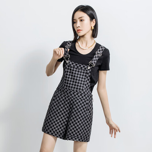 
Yifei (YIFINI) [Cool] Short loose T-shirt with silk U-neck for women's summer new thin style 2105Z983 Purple 0L