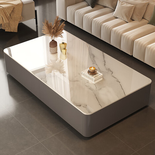 Small craftsman material slate coffee table living room light luxury high-end 2025 new small apartment home coffee table gray cabinet snow mountain white 120