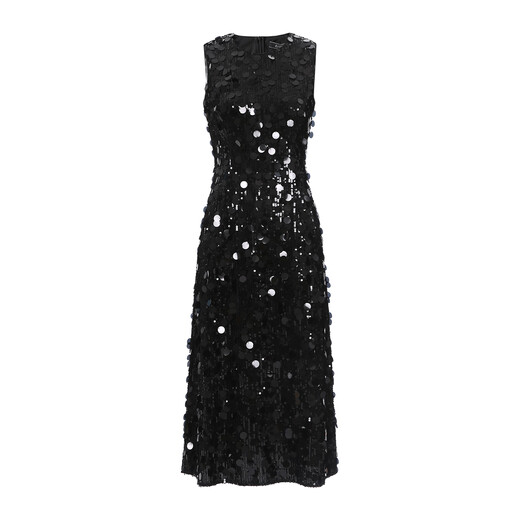 EITIE high-end heavy industry sequin evening dress autumn and winter new sleeveless waist banquet women's wear 8077702 minimalist black 20 S (155)