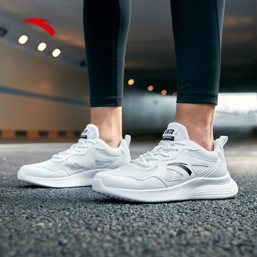 Anta sports shoes men's shoes for autumn mesh breathable lightweight shock-absorbing and anti-slip soft sole running shoes casual travel shoes men [Leather net splicing - store manager recommendation] Anta white/black 42
