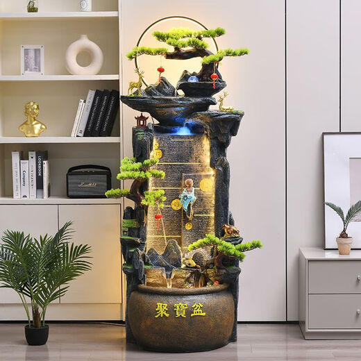 Nuevo piso a gran escala de estilo chino Rockery Flowing Fuente Adornos Sala de estar Feng Shui Circulación de agua Decoración de paisajes de agua 9929 Pequeña altura 110 cm