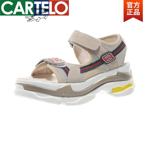 卡帝乐鳄鱼（CARTELO）2025新品运动凉鞋女年春夏季韩版网红坡跟舒适休闲百搭厚底松糕鞋 白色评【当季爆款】 36