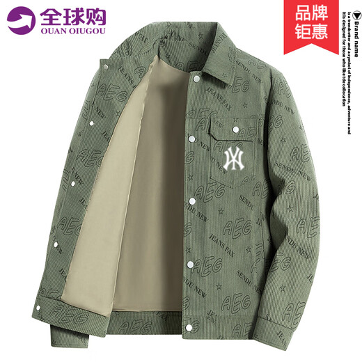 PHIELIERPS official trendy brand casual jacket for men in autumn and winter Korean style printed handsome lapel high street jacket baseball uniform top for men Khaki - Spring and Autumn (NE01) XL (recommended 130-150Jin Jin is equal to 0.5kg)