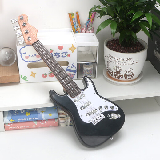 Jingqiao Kinder großer Größe spielen Jungen und Mädchen Simulation Ukulele Elektronische Gitarrenspielzeugmusik Anfänger Musikinstrument grenzüberschreitende A-Style Red E-Gitarre ~ String Sensing Battery Model