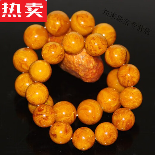 SNQP selects high-quality artificial beeswax bracelets, gold twisted old wax bracelets for men and women, Baltic Sea new Buddha beads amber belt certificate, gold twisted old wax 1.2*16 pieces for women