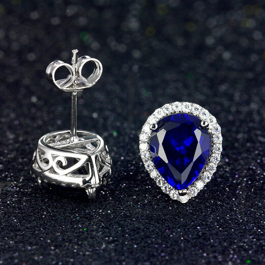 Sapphire earrings, 925 silver inlaid with carat colored gems, tanzanite jewelry earrings, plated with 18K gold, women's blue earrings