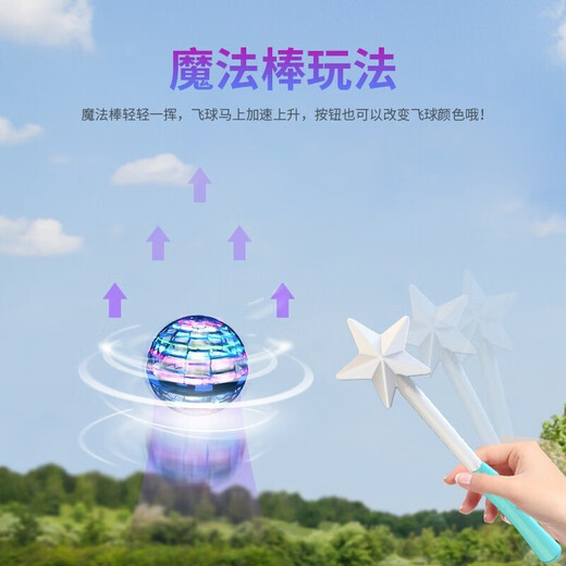 TESIMAI回旋飞行球男孩生日礼物8-12岁益智玩具儿童9-14岁回旋飞球 回旋悬浮球+深蓝色【魔法棒】 智能感应悬浮飞球遥控玩具