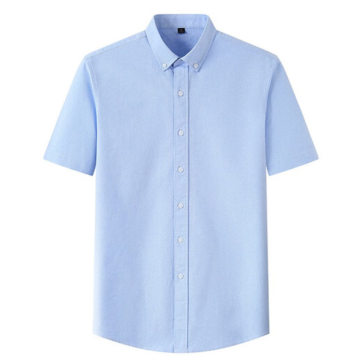 Nobel Paul (NOBOLPAUL) short-sleeved shirt men's pure cotton non-scalding anti-wrinkle Oxford spinning breathable striped shirt middle-aged and young casual plaid shirt blue D702 39