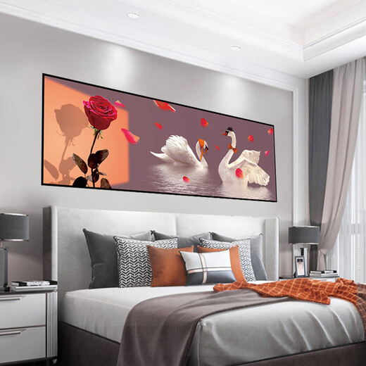 Dincmei Dingchuangmei bedroom bedside decoration painting stickers self-adhesive living room room master bedroom hotel guest house background wall mural stickers 01. Meditation width 180cm-height 60cm (recommended 1.8m bed) with adhesive on the back (high-definition waterproof, peel and stick)