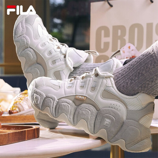 FILA Croissant Shoes Sneakers Women's Casual Shoes Dad Shoes Thick-Soled Shoes Tofu White/Oatmeal Color-TO 37.5
