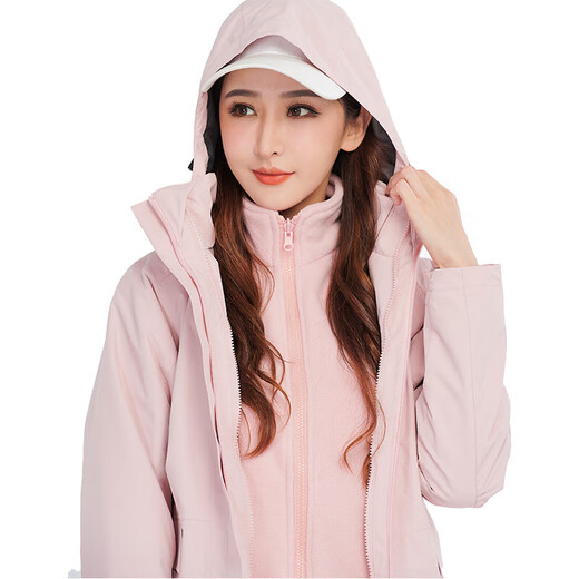 BRELRMON韩版冲锋衣女男防风户外防寒三合一保暖可拆卸滑雪登山服夹克外套 HS12805粉色-女 L