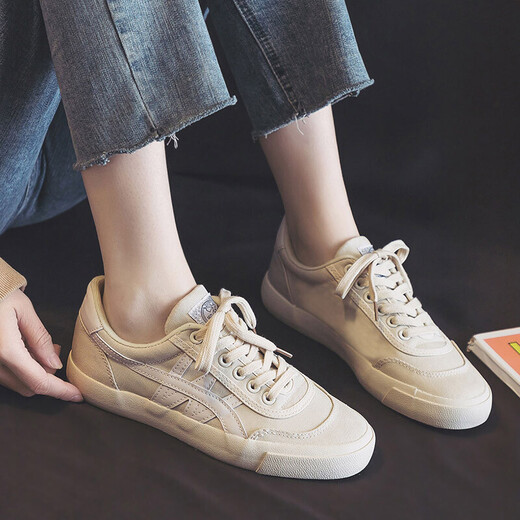 Huili Warrior Canvas Schuhe für Frauen lässig vielseitig viel oberes Flachbodenpaar Sportschuhe kghc087ta Beige 40