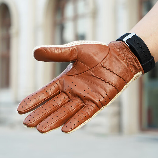 NOOLDERS men's retro style driving gloves touch screen motorcycle leather gloves bicycle riding cotton braided back motorcycle gloves thin non-slip wear-resistant camel touch screen (silky lining) S size