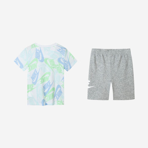 
NIKE Nike Children's Shorts + Short Sleeve 2-Piece Set 2025 Summer New Full Printed Men's and Girls' Sports Fashion Set