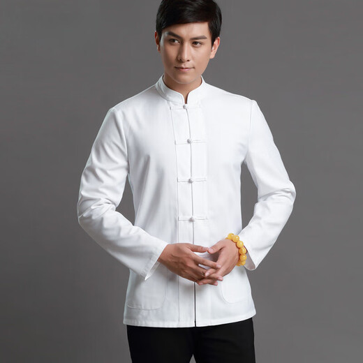 WEIXUAN Executive Chef High-Und Workswear Chinese Tang Tang Suit Chef Vêtements Chinois Style Chinois Automne à manches longues et hiver Men de l'hiver Top à la main à la main à manches longues 16580