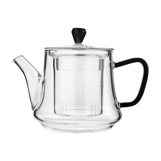 Heisou high borosilicate heat-resistant glass teapot household filter green handle teapot tea set thickened floral teapot 490ml Qingxin teapot 490ml