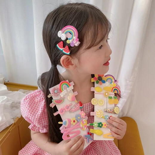 
Butterfly Girl 14-piece Set Princess Hairpin Cute Hair Card BB Clip Little Girl Cartoon Side Clip Children's Hair Jewelry Pink Starfish Rainbow--14-piece Set