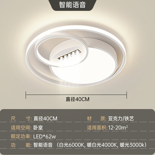 
Changhong Lighting Living Room Bedroom Ceiling Light LED Offline Voice Intelligent 2024 New Modern Simple Zhongshan Lamp HS6996-Diameter 40CM/62W Offline Voice
