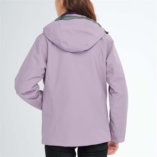 Versión coreana de Brelrmon de ropa a prueba de viento para mujeres y hombres, chaqueta de montañismo de esquí de tres en uno al aire libre HS12805 Purple-Women XL