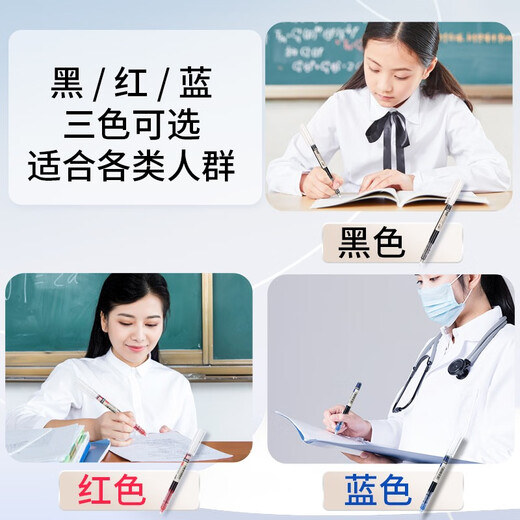 Deli straight liquid pen quick-drying pen signing pen Full needle neutral pen Business office student exam question brush pen fountain pen fountain pen hand writing is not dirty [200,000+ evaluation] 0.5 black 12 pieces - S856