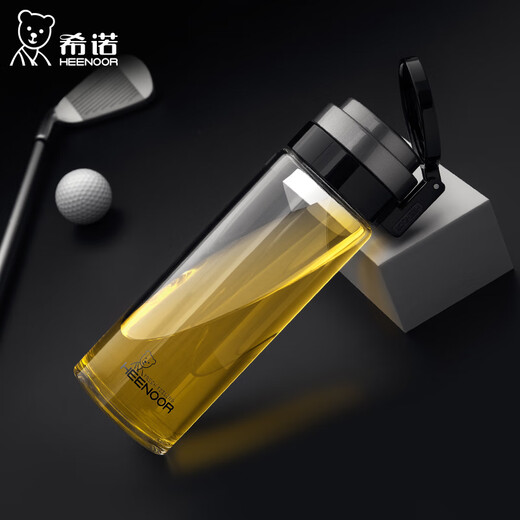 希诺（HEENOOR）玻璃杯单层加厚过滤泡茶杯子男女大容量便携水杯XN-6075 6076 6076加杯刷杯套 695ml
