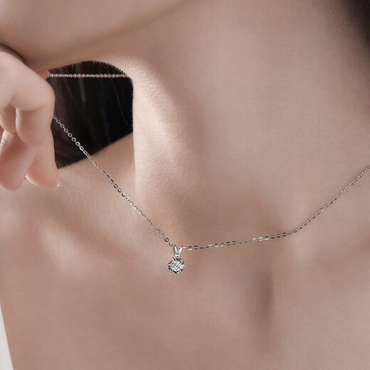 LAOLATU diamond platinum necklace for women PT950 platinum snowflake diamond 2025 new Chinese Valentine's Day gift for girlfriend and wife pt950 platinum necklace + pt950 diamond 20-cent pendant