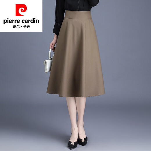 皮尔卡丹（pierre cardin）黑色半身裙春秋女2024新款秋冬裙子中长款字百褶裙大l码半身长裙 6630毛呢黑色裙长75) M