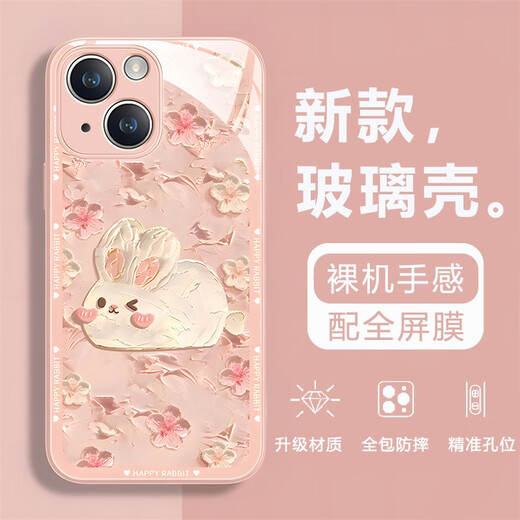 Капитан Хук, подходящий для корпуса мобильного телефона Apple 14, новый iPhone 14 Promax Glass Lens, полная инклюзивная ультратонкая силикон-силикон и милые мужчины и женщины, Apple 14 [Pink/Glitter Rabbit] смягченный фильм