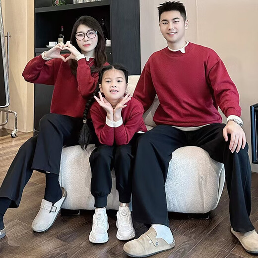 G.duck25 new autumn and winter crew neck sweater, thickened, versatile for a family of three and four, black trousers with velvet 150