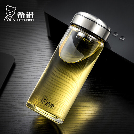 希诺玻璃杯 单层带滤网泡茶水杯男女式便携大容量防暴耐热水晶杯子 XN-6196（530ML 本色）
