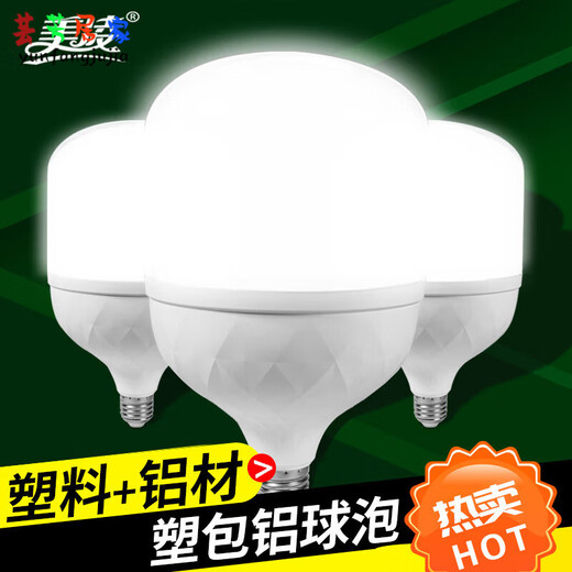 Yaxiang Meiling Energy-saving Lighting Bulbs corridor LED lighting household 27 screw ports high-power plastic-pack aluminum ball bubbles super bright E-port 27 screw ports plastic-pack aluminum white light 10W