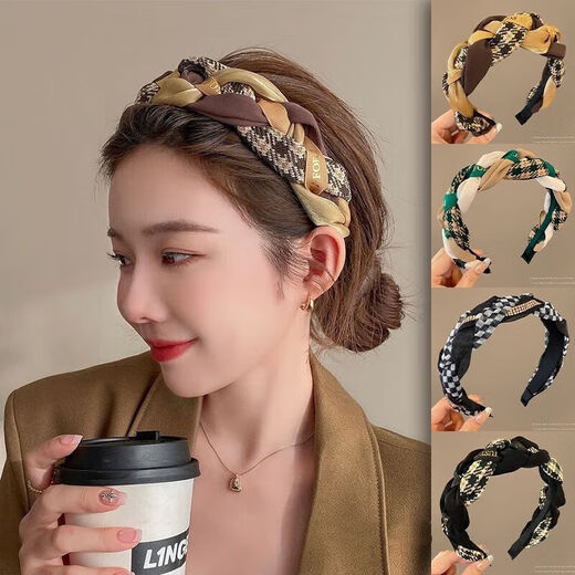 Princess Xiang High-Skull Pressure Hair Headband Women's High-End Retro Twist Headband Face Wash Anti-Slip Hairpin Internet Celebrity New Hair Bundle Coffee Color Twist Headband