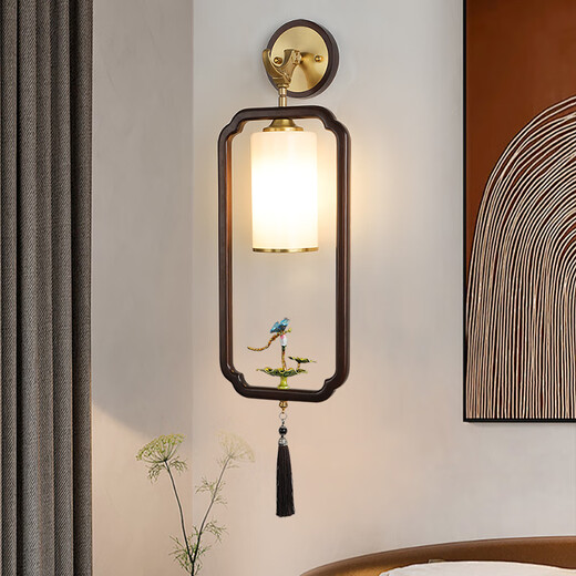 Ancient Tang style 2024 new walnut wall lamp living room entrance TV background wall bedroom study walkway Chinese style Zen lamp A-6/model 20 watt three-color LED