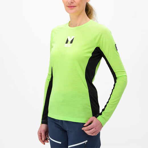 Milla milla trilogy femenina de lana merina de manga larga lana de camiseta de secado rápido, esquí, escalada de roca miv9955 n9887-shui azul s