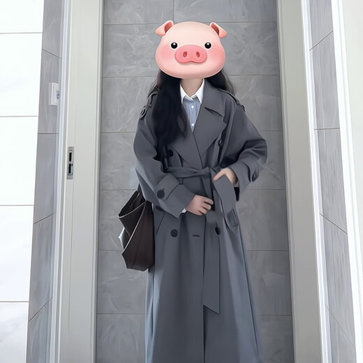 GARNUO灰色风衣外套女中长款2025早春秋新款韩系小个子高级感英伦风大衣 灰色 M【111-130斤】
