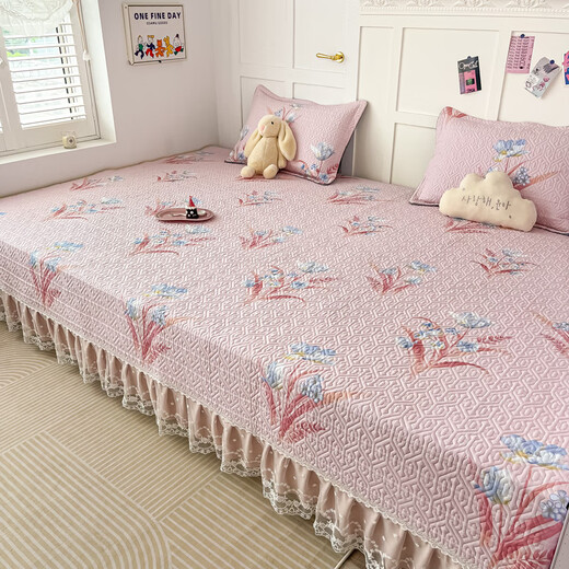 Jieliya GRACE tatami bed cover pure cotton 100% cotton bed sheet with lace clamped cotton quilted kang cover is large size thickened and non-slip K691 [other sizes can be customized] (2 meters + sag 40 cm) * 2.4 meters
