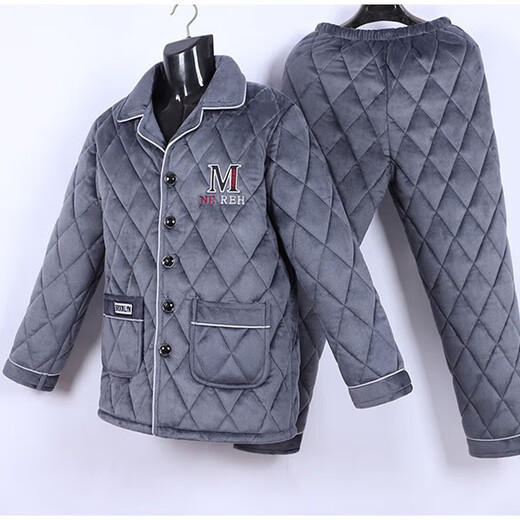 
Yanxiang pajamas men's three-layer thickened coral velvet cotton in autumn and winter, middle-aged and elderly warm dad's home clothes winter style 6636 badge M L size (90Jin [Jin equals 0.5 kg]-115Jin [Jin equals 0.5 kg])
