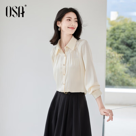 OSA (OSA) French retro niche shirt tops for women spring 2024 new style foreign chic small shirt shirt apricot M