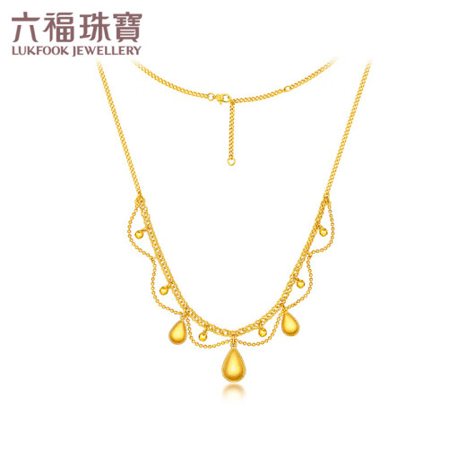 Luk Fu Jewelry Light and Shadow Gold Gold Gold Gold Gold Lace Water Drop Collar Collar Cabecillo Regalo GJGTBN0029 9.28 gramos (incluido el costo de mano de obra 1,392 yuan)