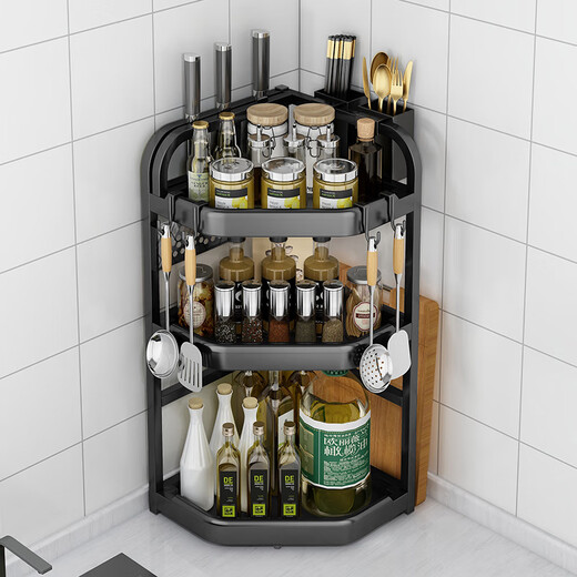 Jiuqiangu Corner Condiment Rack Condiment Rack Condiment Bottle Box Hook Large Capacity Countertop Storage Basket 6370