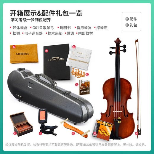 克莉丝蒂娜（Christina）欧洲原装进口小提琴EU3000A演奏手工琴成人学生儿童考级进阶初学 4/4适合身高155cm以上