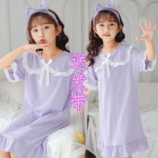 Hu Zi Bird Night Night Night Vestido de manga corta Color sólido Algodón Summer Grandante Medium Girl Home Clothing H Sofa de frijoles cortos 110 Altura de 12 casos-12048Jin [Jin equivale a 0.5 kg]