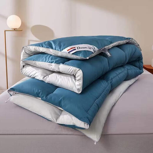 羽绒被子95白鹅绒高档被芯冬天加厚保暖单双人被8斤10斤6 宾利蓝 180x220cm总重10斤