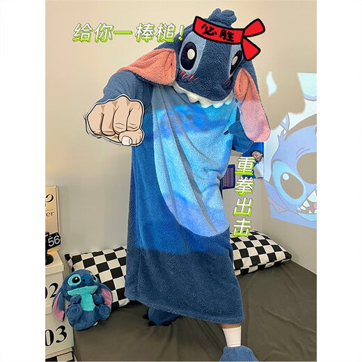 梦动鲨鱼连体睡衣女冬款珊瑚绒加绒加厚动物搞怪可爱宿舍长款毛绒睡裙 JS绒4837恐龙-单裙 M（身高152-160）