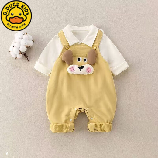 G.DUCKKIDS Little Yellow Duck Boys Overalls Autumn Cartoon New Infant Suit Children's Tops Baby Outer Wear Two-piece Set Blue Three-dimensional Rabbit Suspender Suit 80cm Recommended 8-12 Months