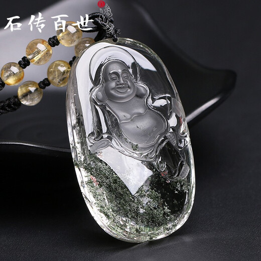 Steinschöpfung Best [professionelles Zertifikat] Natural Green Ghost Anhänger Männer und Frauen Grünkristall Halskette Geburtstagsgeschenke für Mama und Papa 6169# Maitreya Buddha