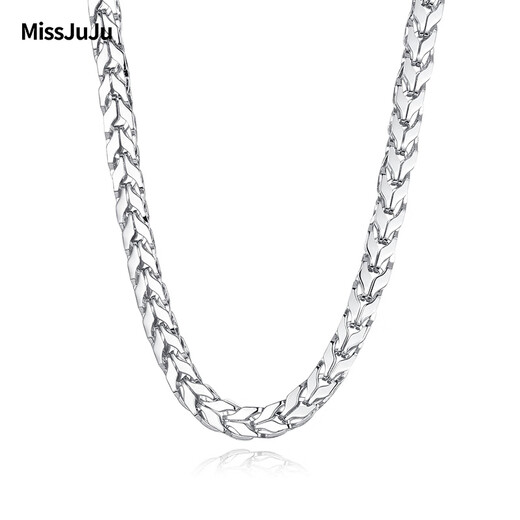 Miss JuJu PT950 platinum necklace men's platinum herringbone chain domineering boss keel snake bone chain thick and wide chain can be customized, weight 15.40g, length 55cm, thickness about 2.8mm