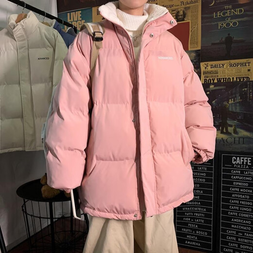 NASALIKE立领羊羔毛外套男冬季加厚痞帅棉衣双面穿棉服韩潮流ins港风棉袄 羊羔毛格子立领双面穿9902 杏色 L (关注店铺礼品)